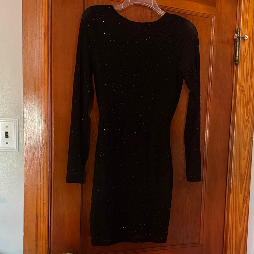Windsor Black Sparkle Long Sleeve Dress